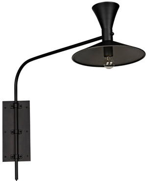 Noir Enzo Sconce, Black Steel