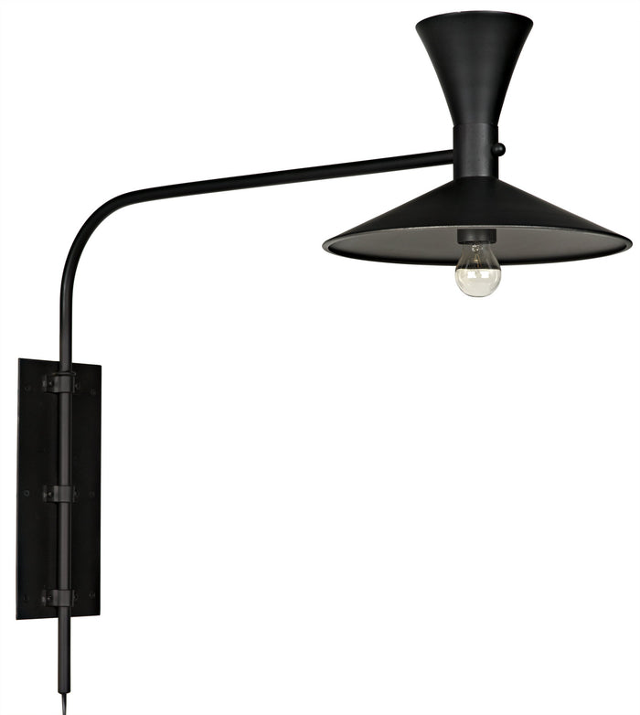 Noir Enzo Sconce, Black Steel