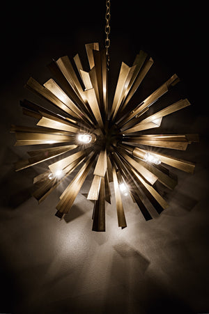 Noir Bero Chandelier, Antique Brass