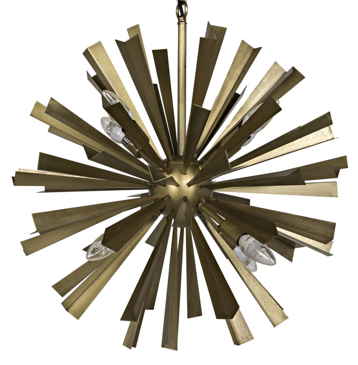 Noir Bero Chandelier, Antique Brass