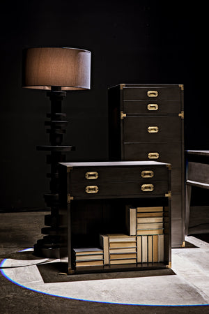 Noir Wilton Floor Lamp with Shade, Black Steel