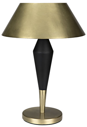 Noir Blau Table Lamp, Brass with Black Metal Detail
