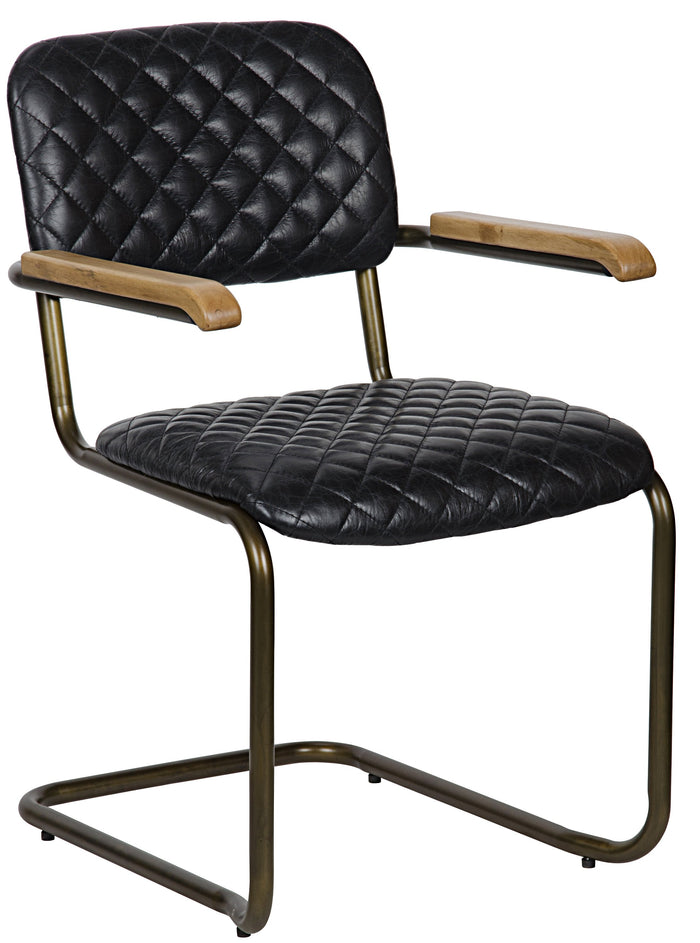 Noir 0045 Arm Chair, Vintage Black Leather