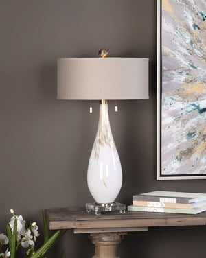 Uttermost Cardoni White Glass Table Lamp