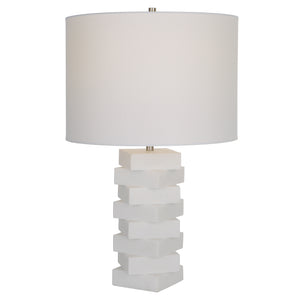 Uttermost Ascent White Geometric Table Lamp