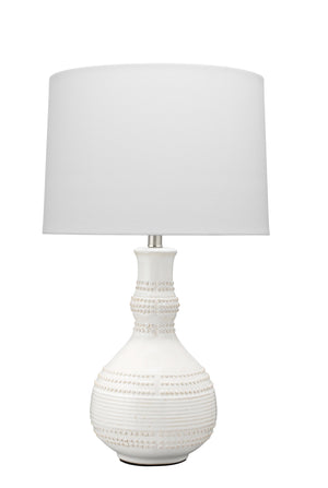 Jamie Young Droplet Table Lamp in White Ceramic with Cone Shade in White Linen