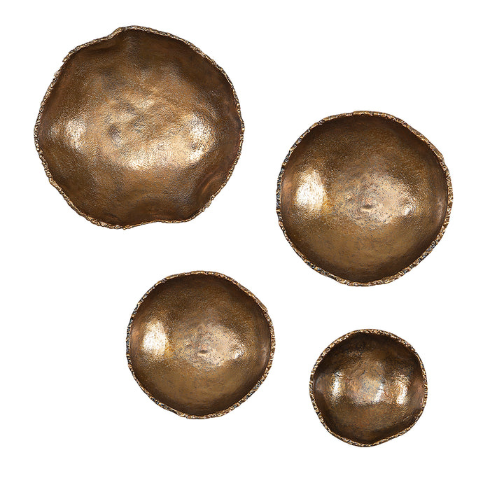 Uttermost Lucky Coins Brass Wall Bowls, S/4