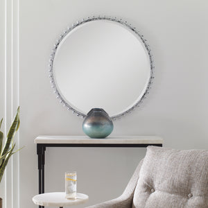 Uttermost Taza Aged White Round Mirror