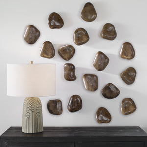 Uttermost Pebbles Walnut Wood Wall DÃ©cor, S/9