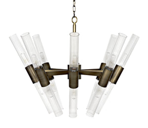 Noir Moira Chandelier, Aged Brass Finish