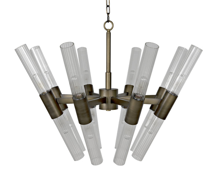 Noir Moira Chandelier, Aged Brass Finish