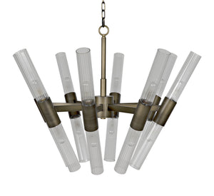 Noir Moira Chandelier, Aged Brass Finish