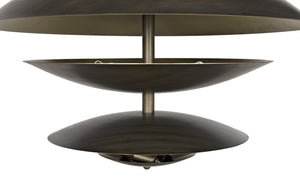 Noir Nora Chandelier, Metal with Aged Brass Finish