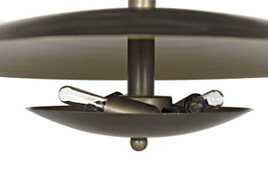 Noir Nora Chandelier, Metal with Aged Brass Finish