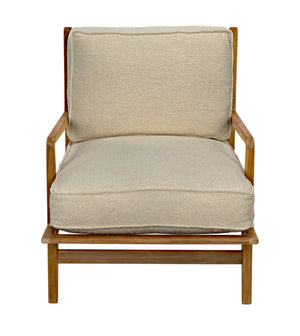 Noir Allister Chair, White US Made cushions