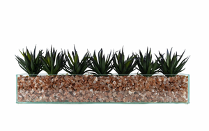 T&C Floral Company Agave in Rectangular/Glass/Crushed Red Calcite Dark